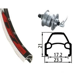 Rodi Roues Vélo De Ville & Trekking VR17 Roue Avant Avant, 622-17, 36L, Avec Dynamo De Moyeu DH-3N72, Argent