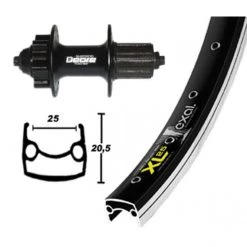 Exal Roues Vélo De Ville & Trekking XL 25 DISK Roue Arrière 26x1.9 Deore 8-10s Disc, Noir