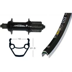 Exal Roues Vélo De Ville & Trekking ZX 19 Roue Arrière 28x1.75 Deore 8/9 Vitesses, Noir