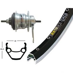 Exal Roues Vélo De Ville & Trekking ZX 19 Roue Arrière 28x1.75 Freins à Rétropédalage Shimano 7 Vitesses, Noir/argent