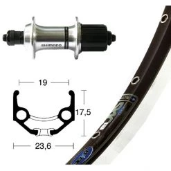 Ryde Roues Vélo De Ville & Trekking TX500 Roue Arrière Rigida Zac 19 8 Vitesses 36 Trous 28", Noir/argent