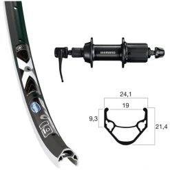 Ryde Roues Vélo De Ville & Trekking X-Star 19 Roue Arrière 28x1.75" QR 7 Vitesses TY500, Noir/argent