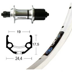 Ryde Roues Vélo De Ville & Trekking Zac 19 Roue Arrière 28X1.75 TX800 8/10 Vitesses, Argent