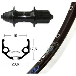 Ryde Roues Vélo De Ville & Trekking Zac 19 Rear Wheel 28x1.75" T 3000 SSP 8-speed, Noir