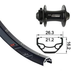 Xlc Roues VTT Rodi Black Rock Roue Avant 6 Boulons TA 15mm Disque 29", Noir